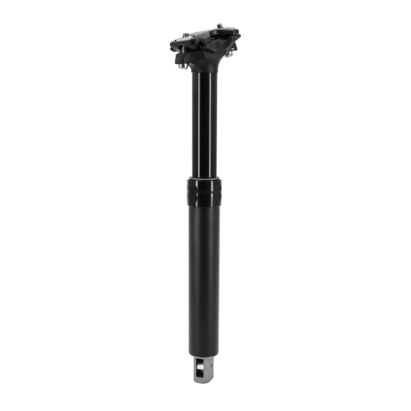 Tige De Selle VTT Télescopique Dropper Air - Huile Alu Noir Diam. 31.6 L396 mm (Réglage Par Câble Interne Débattement 125 mm) Manette Commande Au Cintre