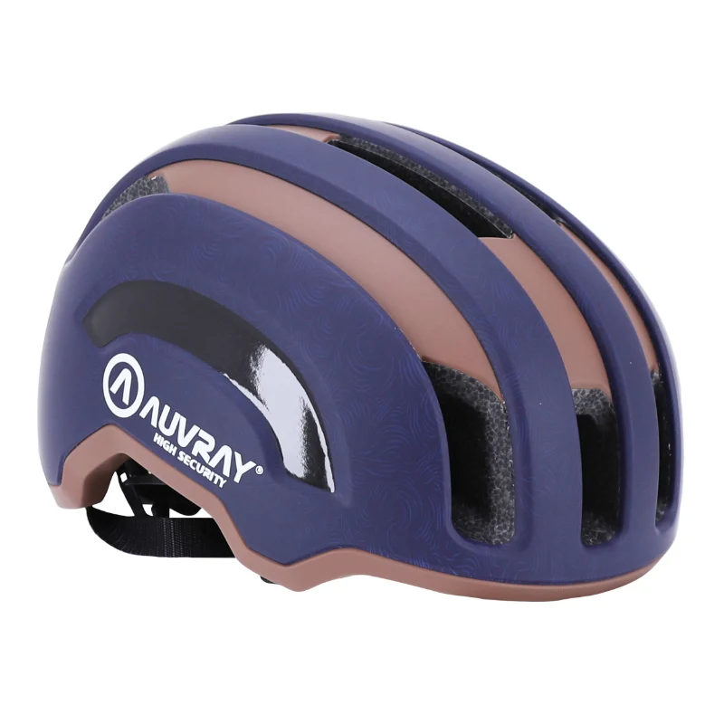 Casque Vélo Adulte Auvray Urbain Safe Bleu Marine-Marron Double In-Mold Avec Éclairage Intégré Usb Taille 56-59 Réglage Molette