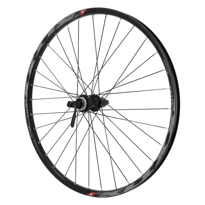 Roue VTT Disque Blocage 26" Klixx Tubeless Ready Arrière Noir Moyeu Shimano Acera Qc400 Cassette 11-10-9V Centerlock - Jante 23C 32 Rayons All Mountain