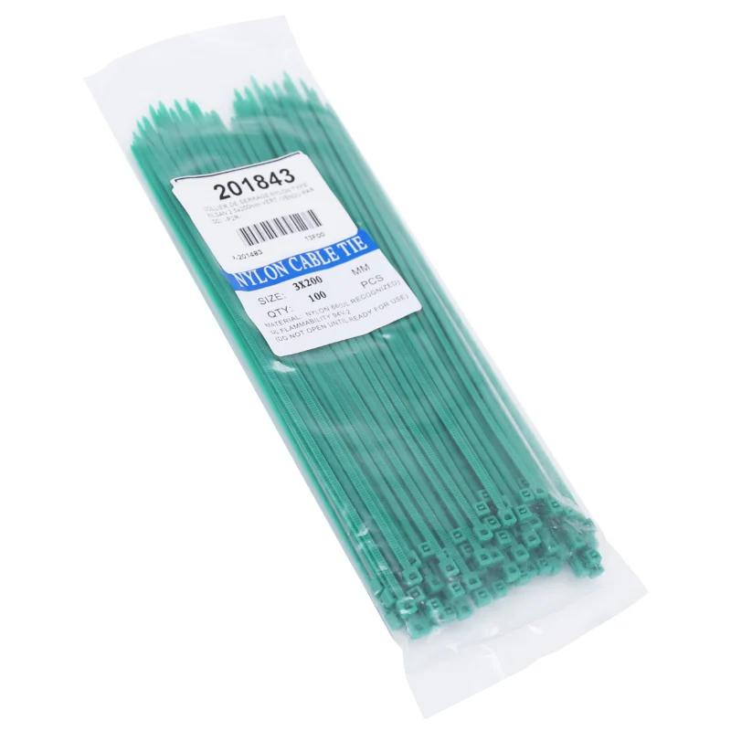Collier De Serrage Nylon Type Rilsan 2,5X200 mm Vert (Vendu Par 100) -P2R-