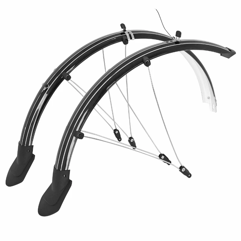 Garde Boue VTT Tringles 26" P2R Trekking Plastic Noir Incassable Largeur 45 mm (Paire) Conducteur Pour Dynamo - Reprends Sa Forme Initiale Après Deformation