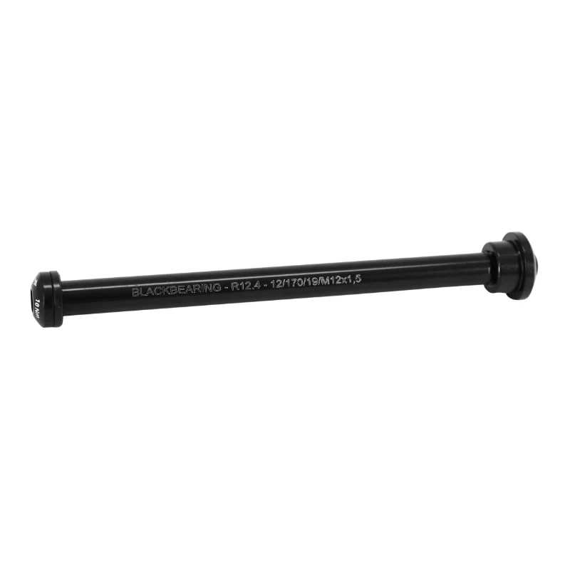Axe Traversant - Blocage Roue Arrière Blackbearing Filetage M12 X 1.5 mm Noir (170 mm Hors Butee Dont Filetage 20 mm) Avec Écrou