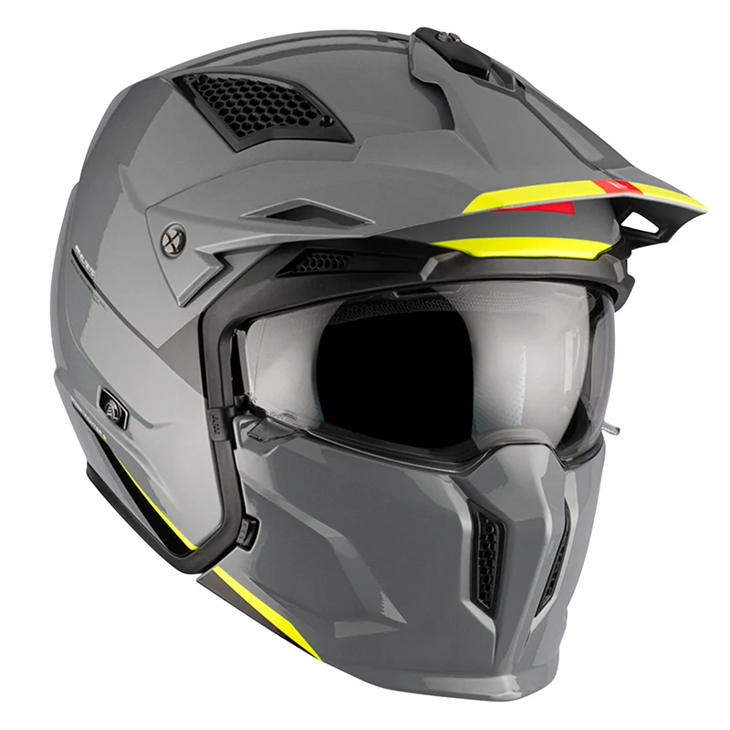 Casque Trial Mt Helmets Streetfighter Sv Uni Gris Brillant S Simple Ecran Transparent Transformable Avec Mentonniere Amovible (Livre Avec Un Ecran Supplementaire Dark) (Ece 22.06)