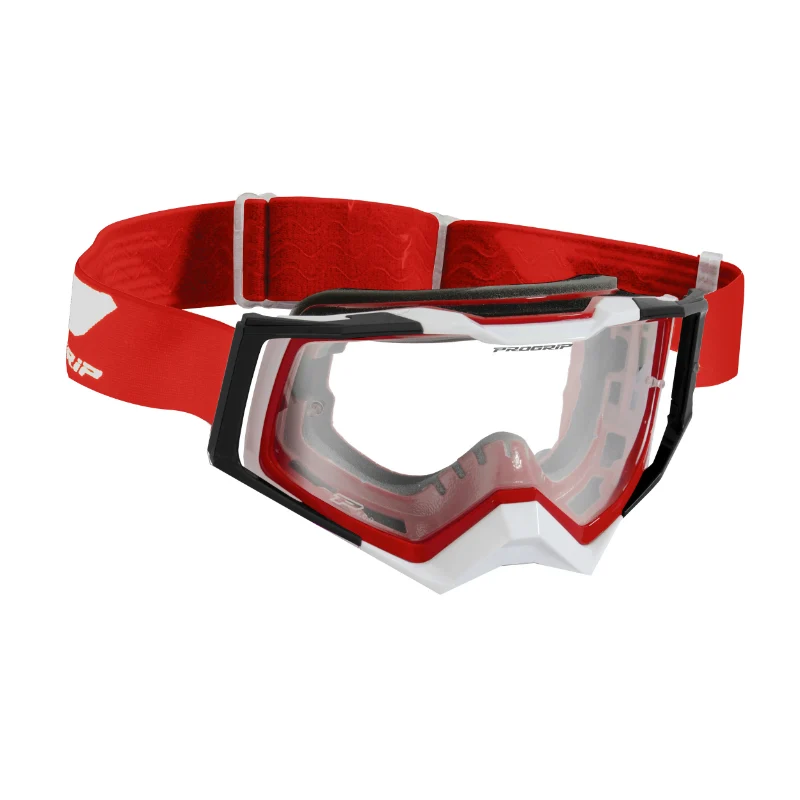 Masque-Lunettes Cross Progrip 3309 Tr Rapid Rouge-Blanc-Noir Ecran Transparent Anti-Rayures-Anti U.V.-Anti-Buee (Homologué Ce-En-N° Ac-96025 Rev.2)
