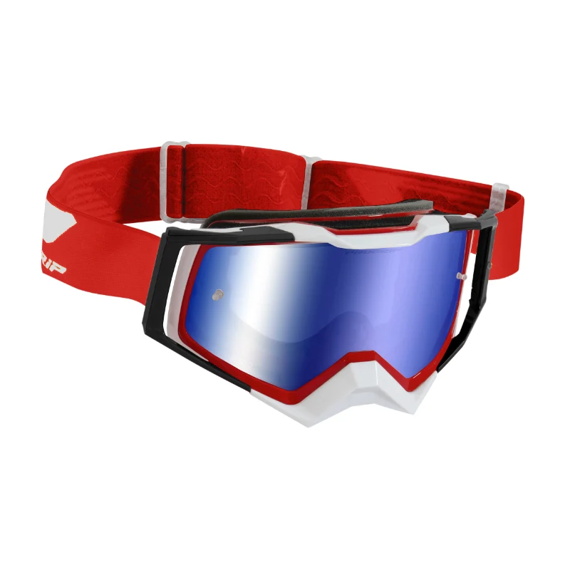 Masque-Lunettes Cross Progrip 3309 Fl Rapid Multilayered Rouge-Blanc-Noir Ecran Miroir Bleu Anti-Rayures-Anti U.V.-Anti-Buee (Homologué Ce-En-N° Ac-96025 Rev.2)