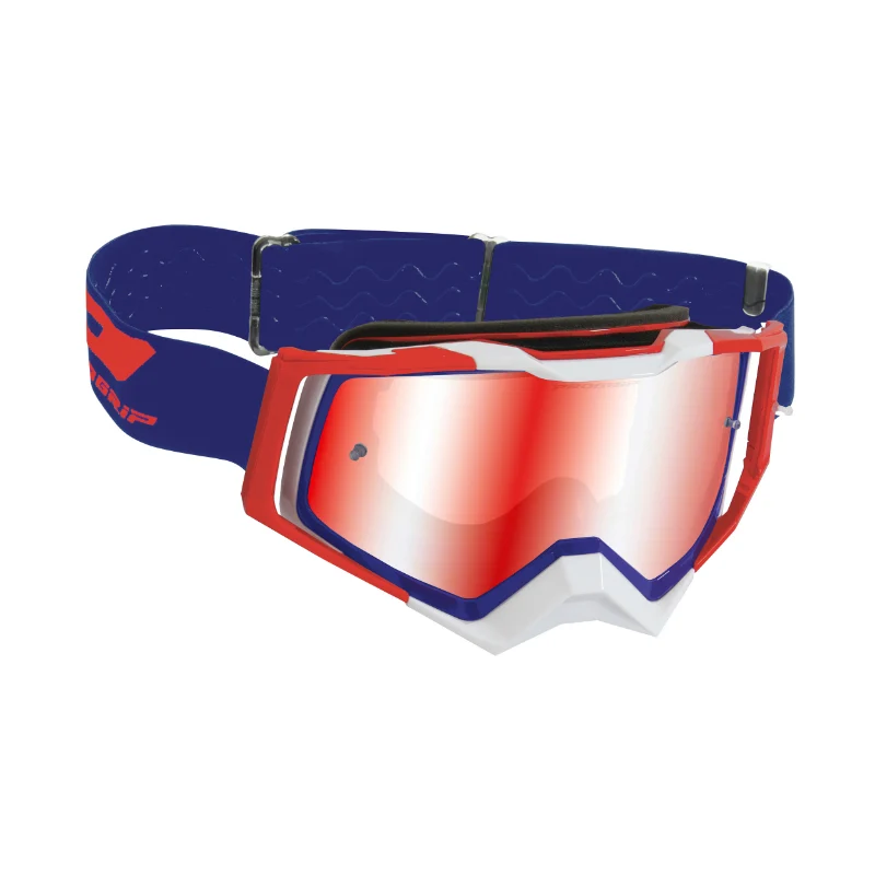 Masque-Lunettes Cross Progrip 3309 Fl Rapid Multilayered Bleu-Rouge-Blanc Ecran Miroir Rouge Anti-Rayures-Anti U.V.-Anti-Buee (Homologué Ce-En-N° Ac-96025 Rev.2)