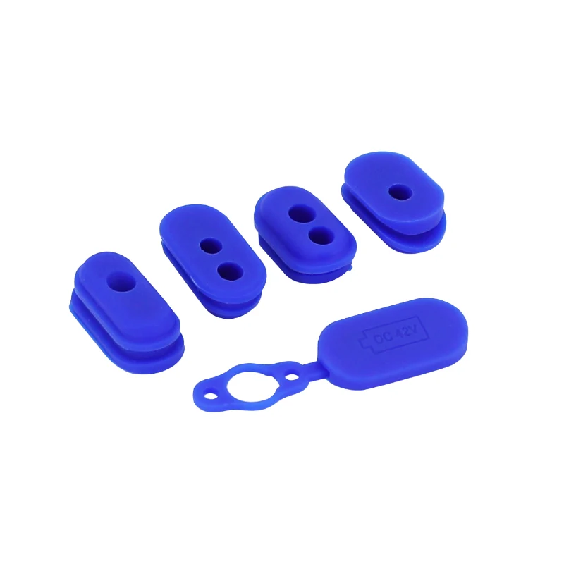 Support-Passe Câble Et Cache Prise De Charge Trottinette Pour Xiaomi M365, 1S, Essential, Pro, Pro 2, Mi 3 Silicone Bleu (Vendu Par 5)