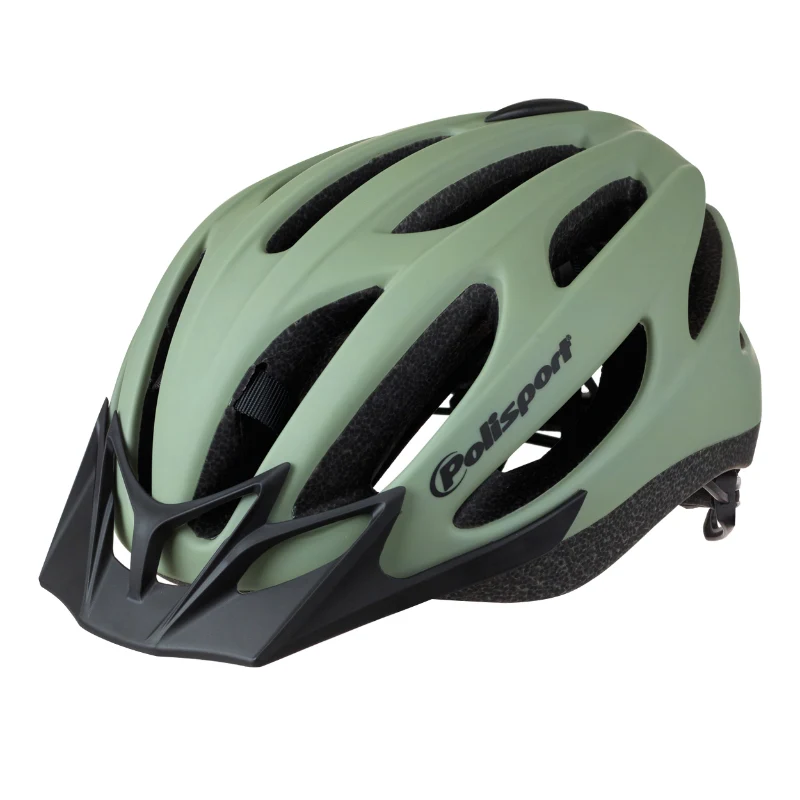 Casque Vélo Urbain-City Adulte Polisport Sport Flow In-Mold Vert Mat Avec Visiere Noir Taille 54-58 System Quick Lock