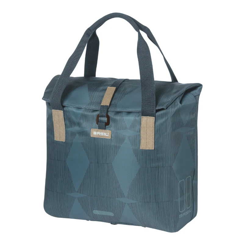 Sacoche Arrière Vélo Laterale Sac Bandouliere Basil City Shopper Elegance Bleu Estate Droit-Gauche 20-26L Fixation Hook-On Porte Bagage Fermeture Pliant Anti-Pluie