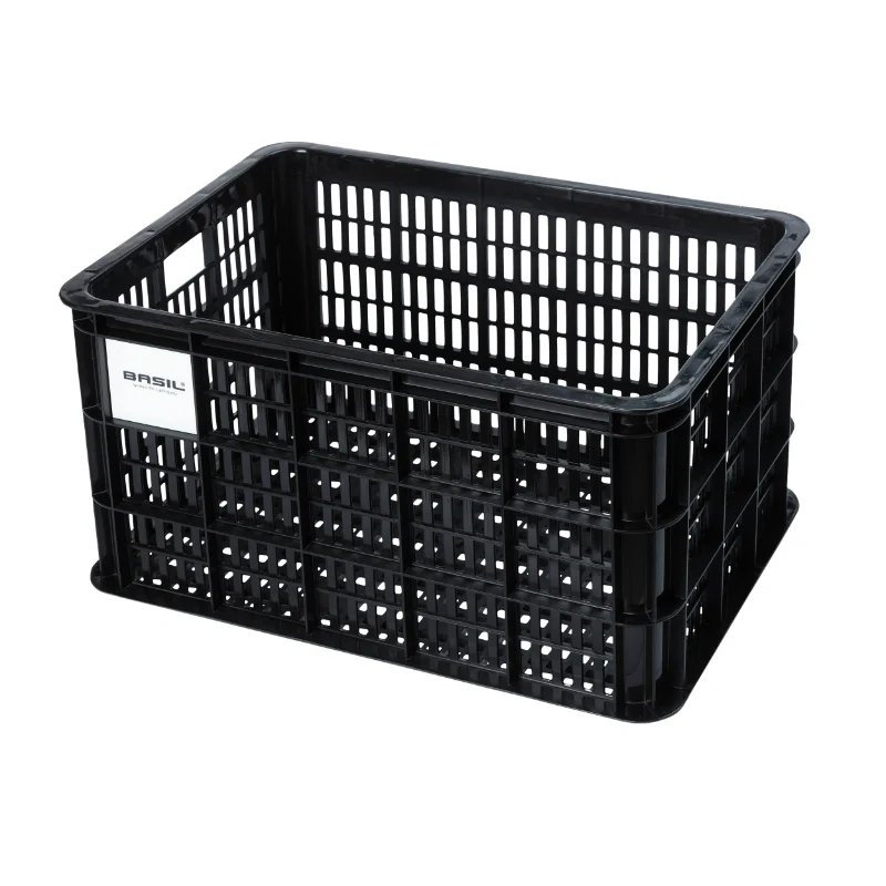 Panier - Caisse Plastique Recycle Basil Noir 40L Avant-Arrière (49X36X27 cm) (Possibilite De Fixer Avec Ref 150413)