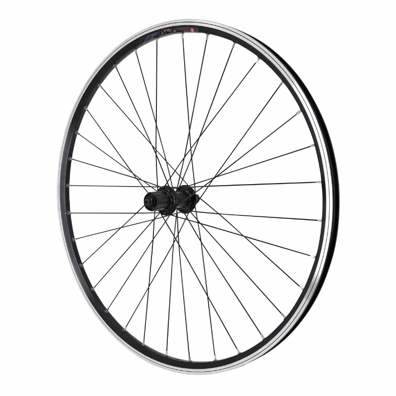 Roue VTC Patin Blocage 700 X 35 - 28" M260 Arrière Noir Renforcé Moyeu Shimano Qc300 Noir Cassette 10-9V Jante 19C 32 Rayons Noirs - Poids Max 130 Kg-