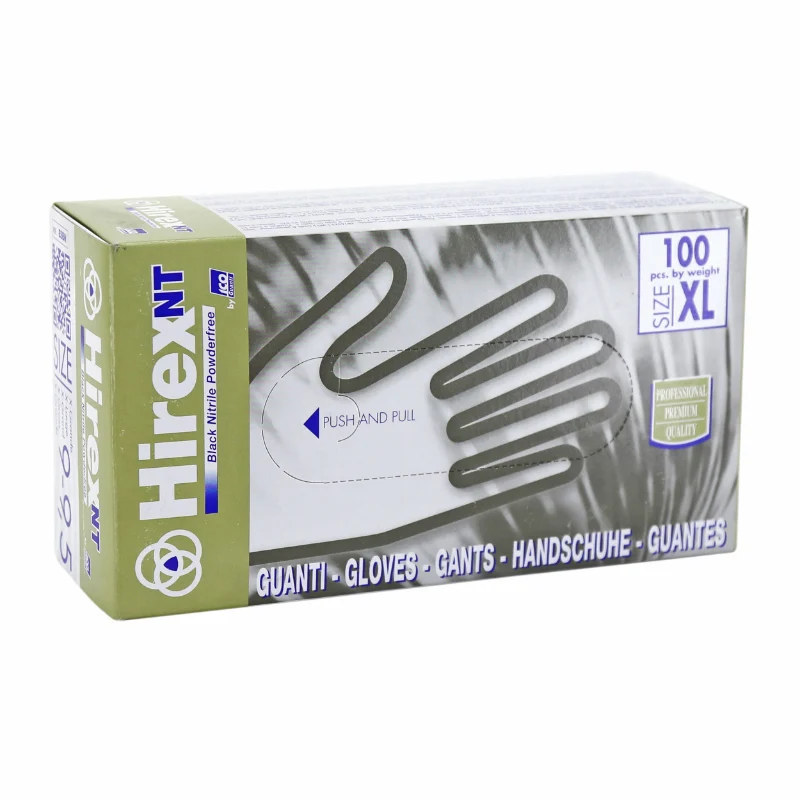 Gants Atelier Nitrile Hirex Noir T10 (XL) (Boite De 100)