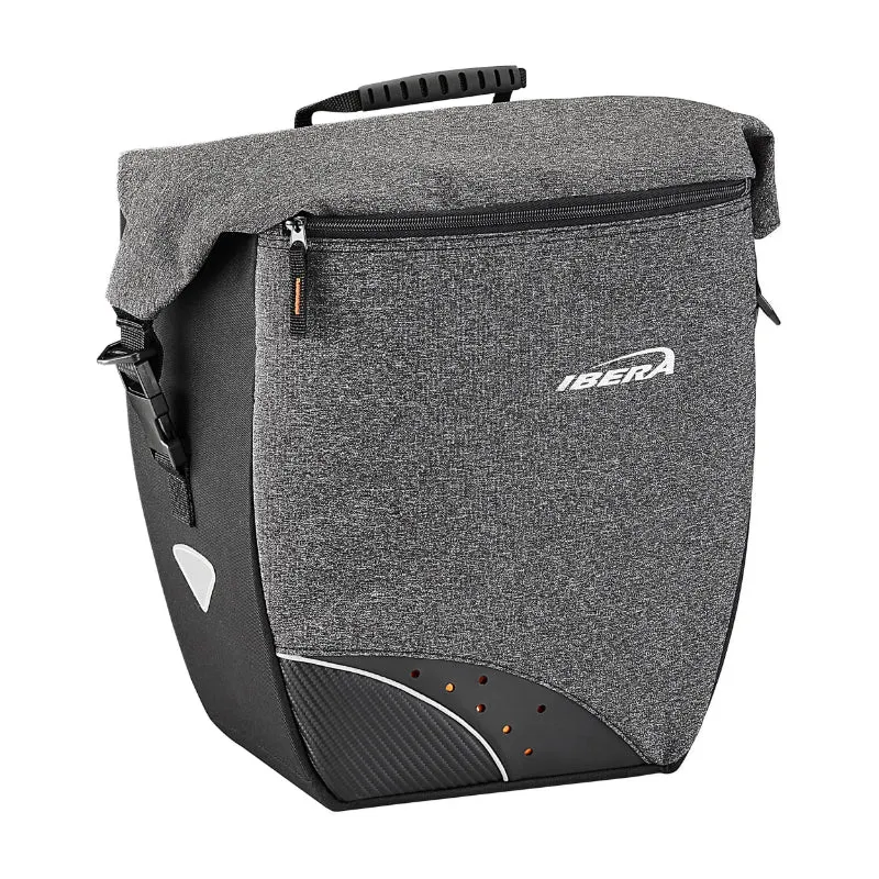 Sacoche Arrière Vélo Laterale Ibera Pro Grise 30L Fixation Systeme Pakrak Side (32X16X34 cm) - Compatible Avec Porte Bagage 205653 - Livre Avec Bandouillere