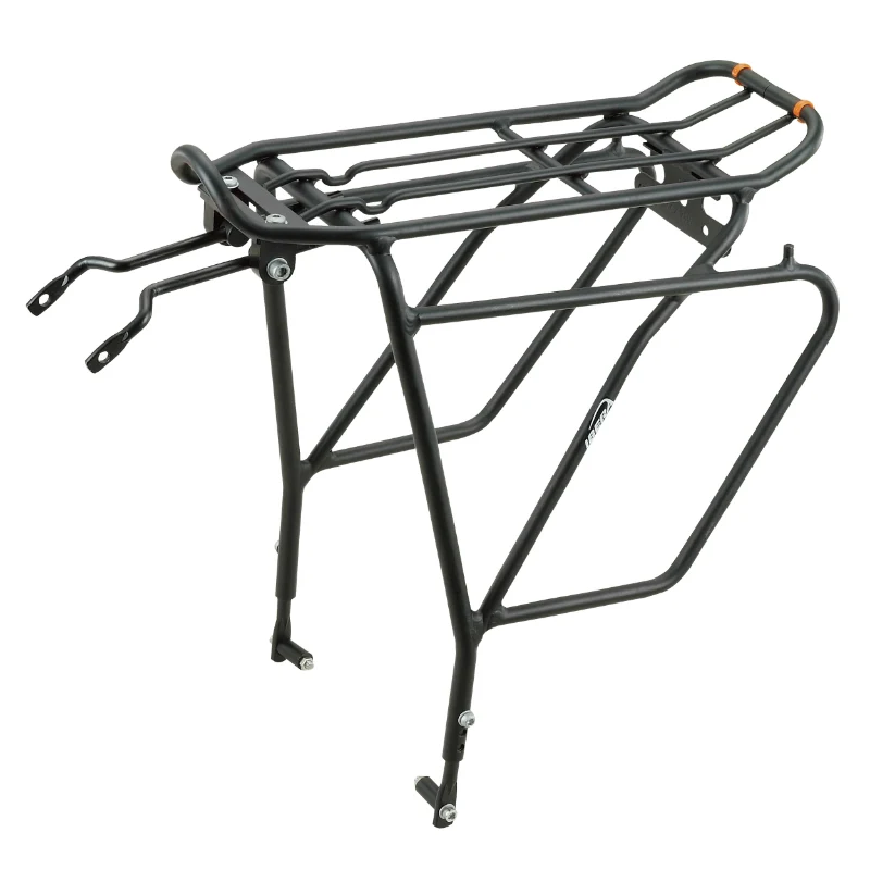 Porte Bagage Vélo Arrière A Tringles Ibera Touring Plus Alu Noir Réglable 26" À 29" Pour Frein Disque Compatible Systeme Pakrak Et Sidepak - Poids Max 25 Kg-
