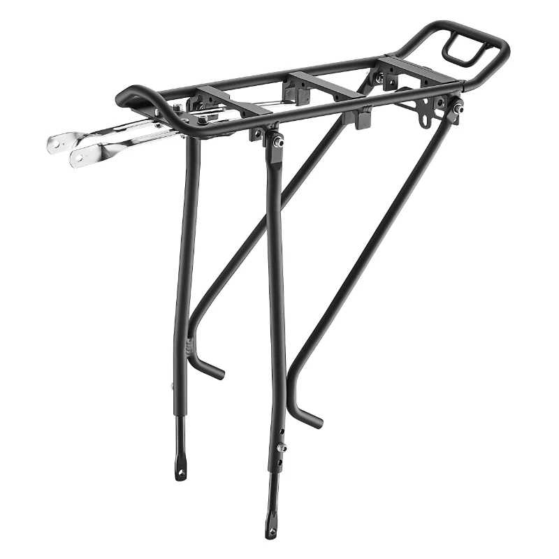 Porte Bagage Vélo Arrière A Tringles Ibera Touring Alu Noir Réglable 26" À 29" Pour V-Brake Et Frein Disque Compatible Systeme Pakrak Et Mik - Poids Max 25 Kg-