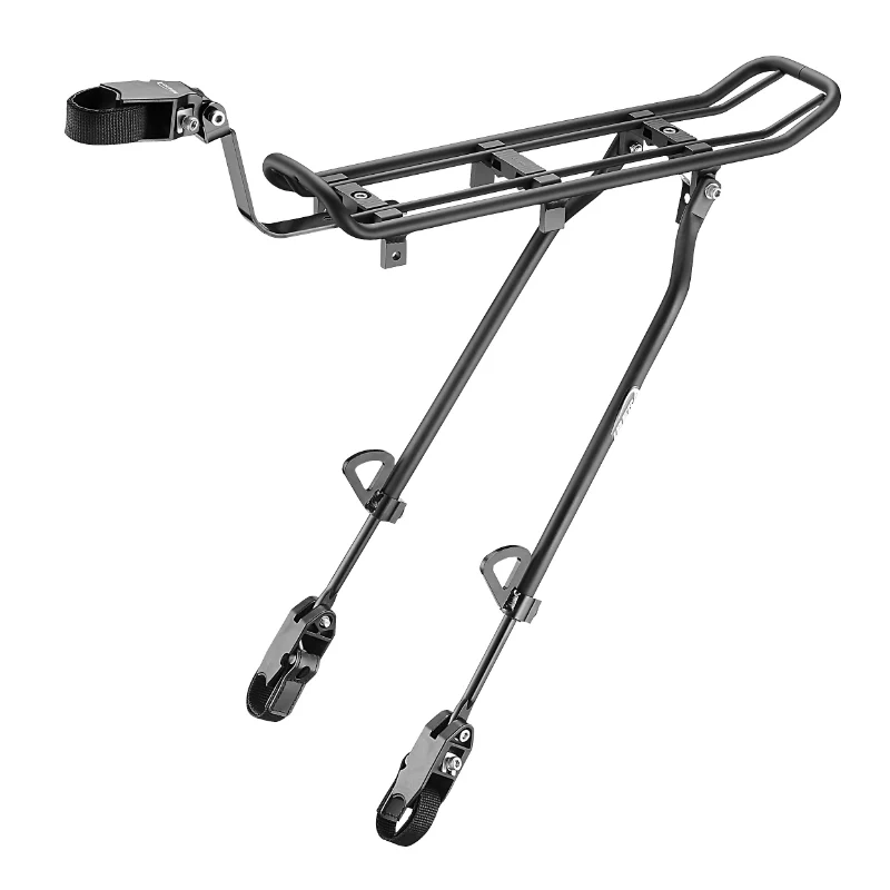 Porte Bagage Vélo Arrière Ibera Road Alu Noir 26" À 29" Fixation Sur Haubans Et Tige De Selle - Poids Max 7 Kg- Compatible Pakrak Compatible Pour Tout Vélo Depourvu De Fixation