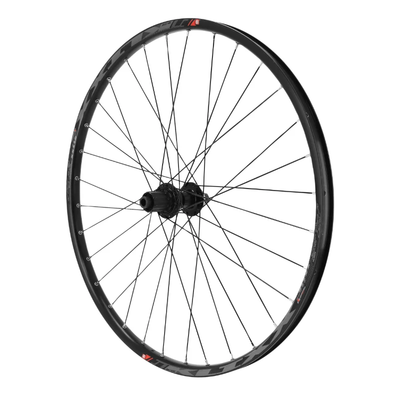 Roue VTT Disque 27.5" Klixx Boost Tubeless Ready Arrière Centerlock Noir Moyeu Shimano Tc500 Cassette 9-10-11V Axe Traversant 12-148 Jante 23C 32 Rayons