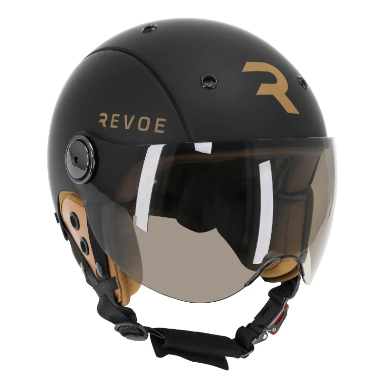 Casque Vélo Adulte Revoe Premium Urbain-City Noir Mat Taille 57-58 Visiere Réglable, Protection Oreille Amovible (Vendu En Boite) Compatible Ebike Et Trottinette - Homologation En1078+A1