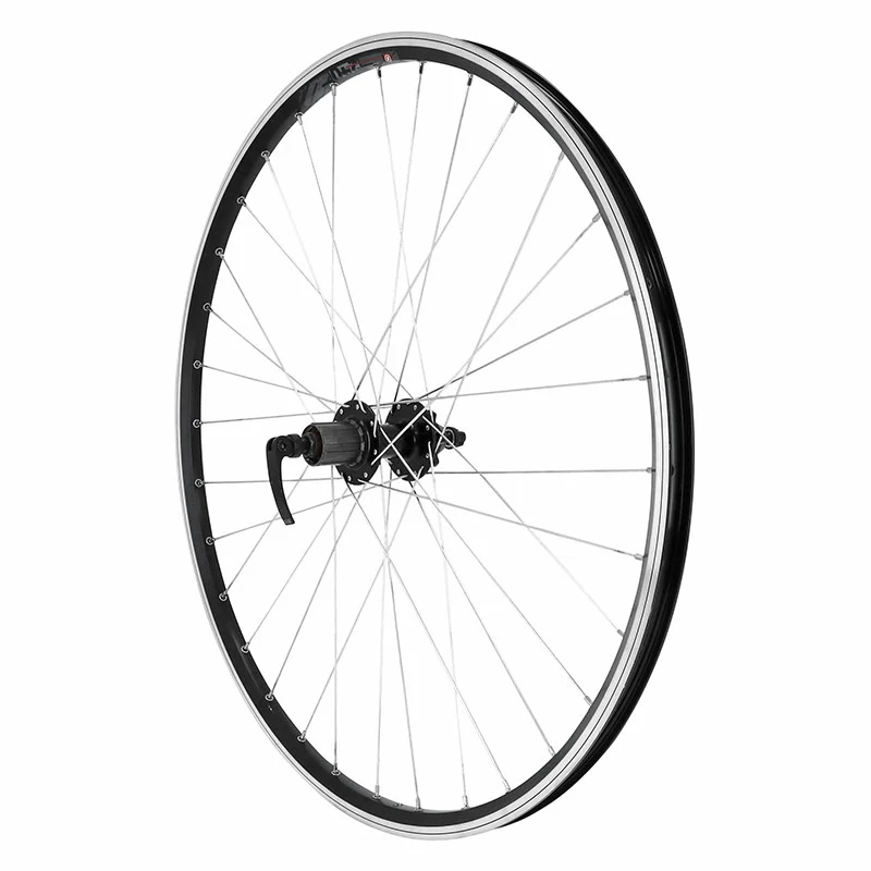 Roue VTC Disque - Patin Blocage 700 X 35 - 28" M260 Arrière Noir Moyeu Velox Cassette Type Shimano 11-10-9V 6 Trous Jante 19C 32 Rayons - Poids Max 130 Kg-