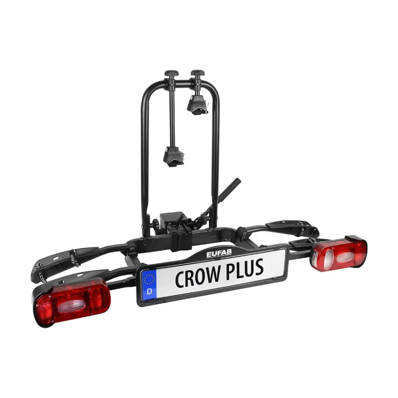 Porte Vélo Plateforme Eufab Crow Plus Inclinable Pour 2 Vélos VAE Fixation Rapide Sur L'Attelage - Possibilte D'Une Extension Pour 3Ème Vélo - Charge Maxi 50Kgs