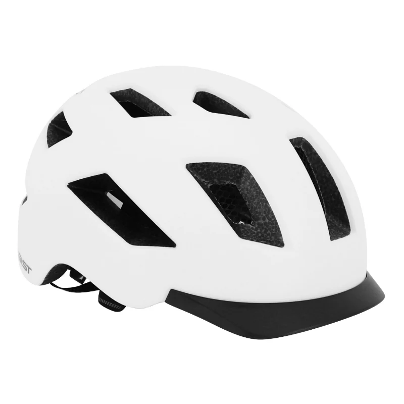 Casque Vélo Adulte Gist Urbain Smart Blanc In-Mold Avec Éclairage Arrière Taille 56-62 Réglage Molette - Lumière Visible A 200 M