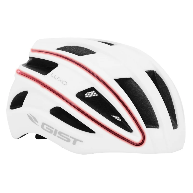 Casque Vélo Adulte Gist Urbain Luxo Blanc In-Mold Avec Éclairage Usb 360° Taille 52-58 Réglage Molette