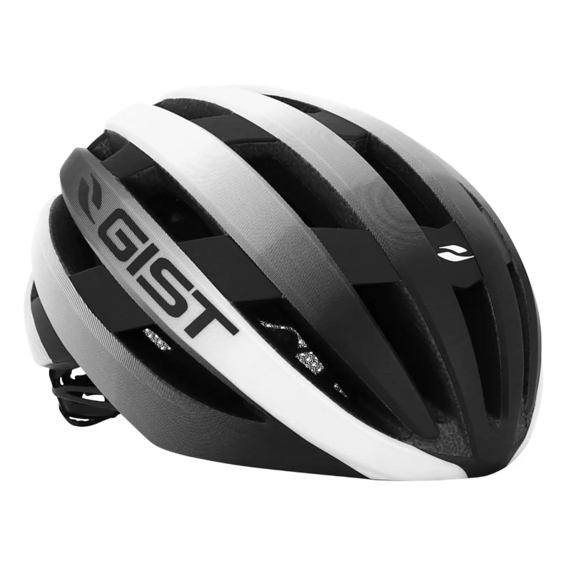 Casque Vélo Adulte Gist Route Revol Blanc-Noir Femme Et Junior Full In-Mold Taille 52-55 Réglage Molette