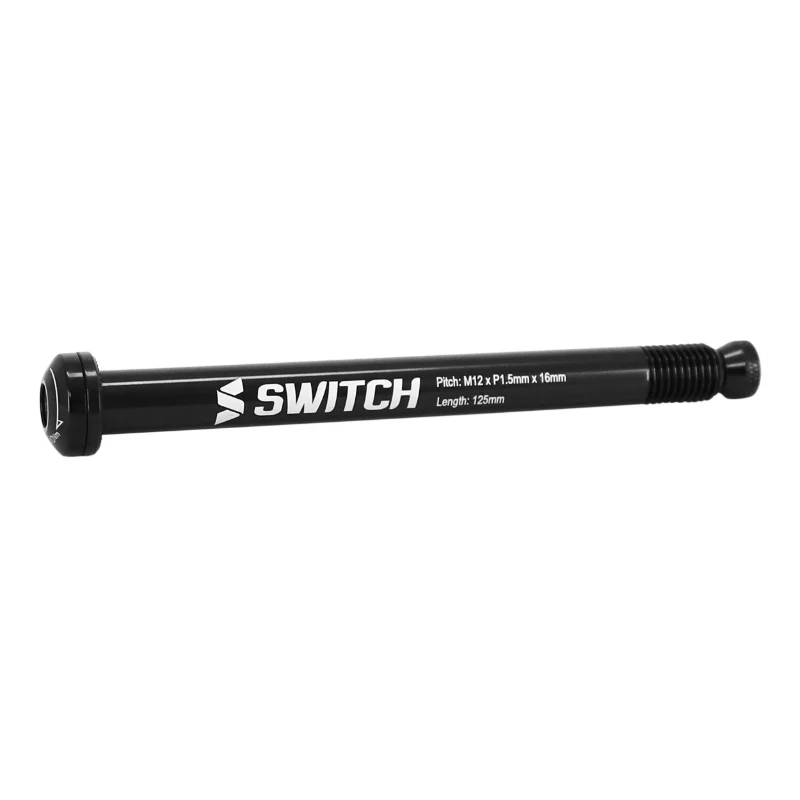 Axe Traversant - Blocage Roue Avant Switch Filetage M12 X 1.5 mm 12 X 100 Noir (125 mm Hors Butee Dont Filetage 16 mm - Avec Clé Chc Pour Démontage)