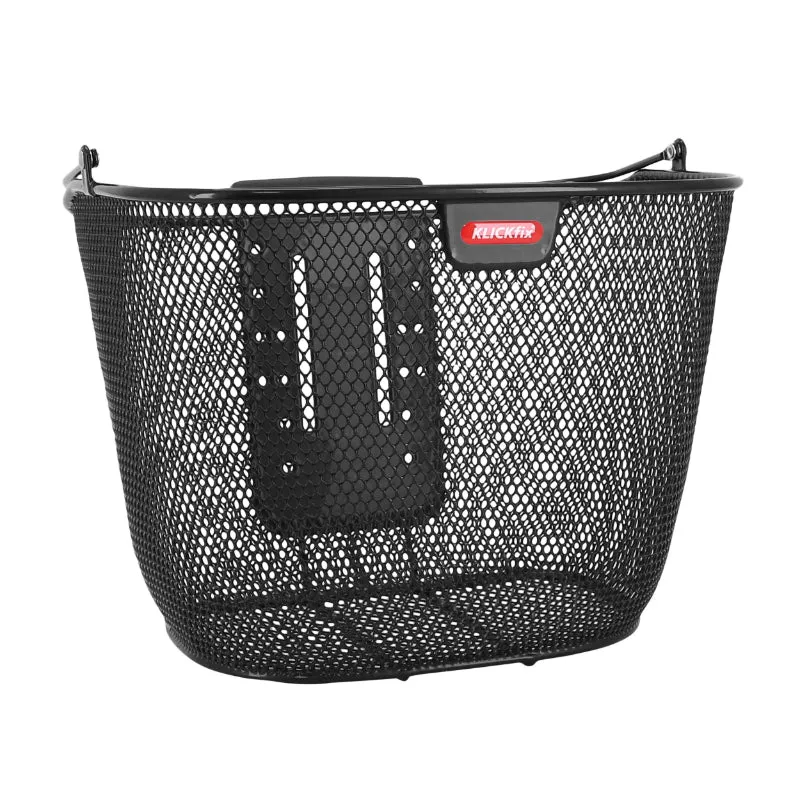 Panier Avant Acier Nid Abeille Klickfix 18L Noir Avec Anse Fixation Sur Cintre (36X28X27 cm) Avec Platine Plastique (Livre Sans Fixation)