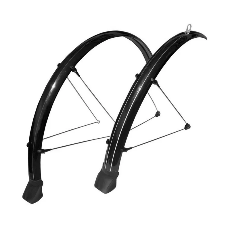 Garde Boue Route Tringles 700 Stronglight 42 mm Noir (Paire) Avec Fixation Mixclip Réglable Tringles INOX Et Bavettes