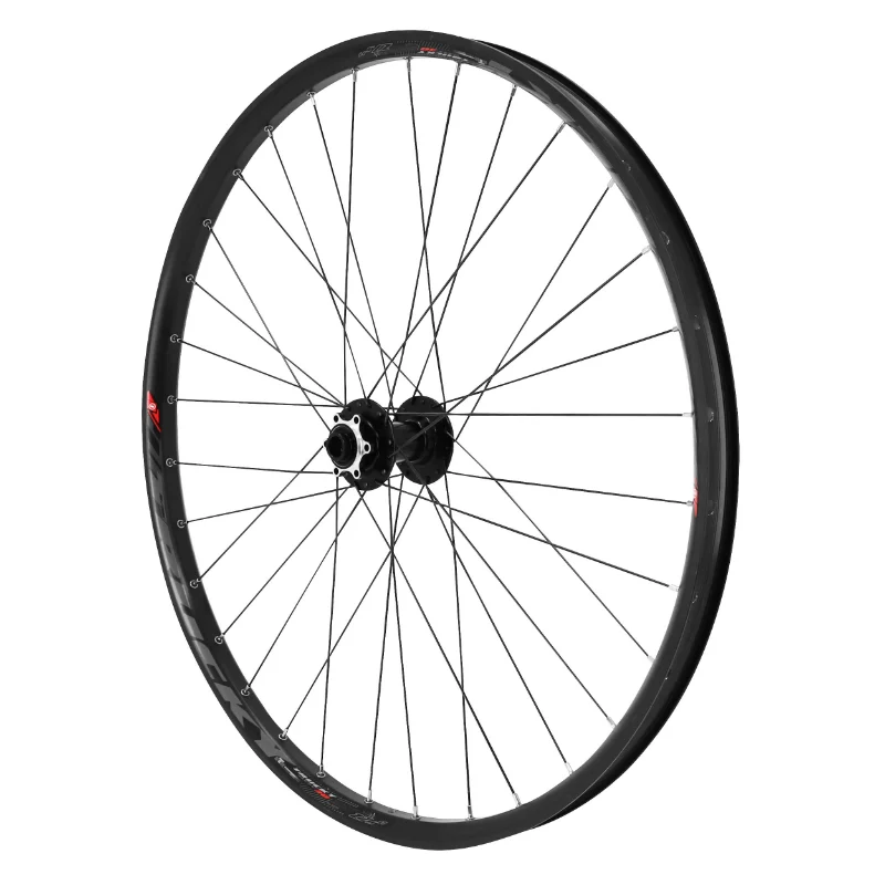 Roue VTT Disque 27.5" Trucky 30 Tubeless Ready Avant Noir Moyeu Velox Roulement Disque 6 Trous Axe Traversant 15-100 Jante 30C 32 Rayons -Poids Max 250 Kg-