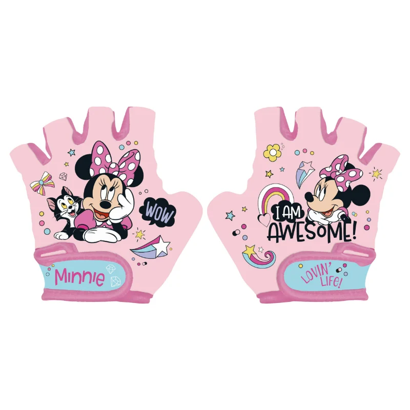 Gants Vélo Court Enfant Disney Minnie Rose Clair(Paire Sur Carte)