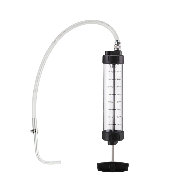 Seringue Huile-Petrole-Gazole-Fuel Pressol Transparent Gradue 500 Ml Avec Flexible Et Bec Coudé (Vendu A L'Unite)