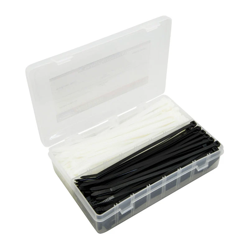 Collier De Serrage Nylon Type Rilsan 4,8X200 mm Noir Et Transparent (Boite De 200) -P2R-
