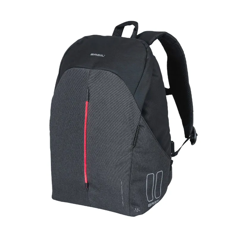 Sacoche Arrière Sac A Dos Vélo Laterale Basil B-Safe Nordlicht Gris Graphite 13L Waterproof Fixation Hook Sur Porte Bagage Avec Éclairage Intégré LED Fixe-Clignotant