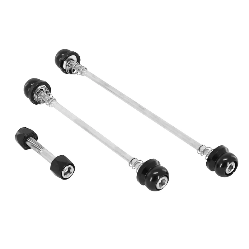 Blocage Rapide De Roue VTT Avant + Arrière Avec Serrage Selle Noir Newton Compatible 130-135 (Longueur Totale 160 mm) - Serrage Clé Allen (Kit 3 Pieces)