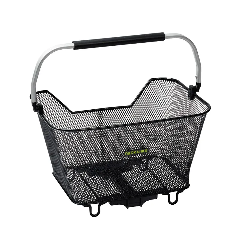 Panier Arrière Fil Acier Racktime Bask It 2.0 Noir Avec Anse Sur Porte Bagage (43X29X31 cm) - Compatible Systeme Racktime Snapit 2.0 (Version Après 2021 Monte Chez Scott)