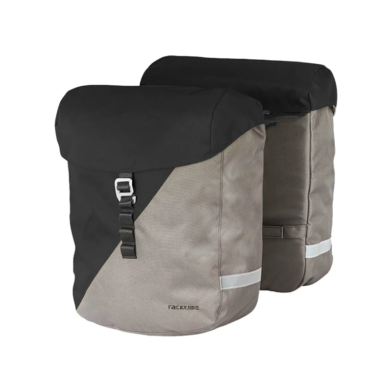 Sacoche Arrière Vélo Double Racktime Vida 2.0 24L Noir Et Pierre (32X14X36 cm) - Compatible Systeme Racktime Snapit 2.0 (Nouvelle Version Après 2021 Monte Chez Scott)