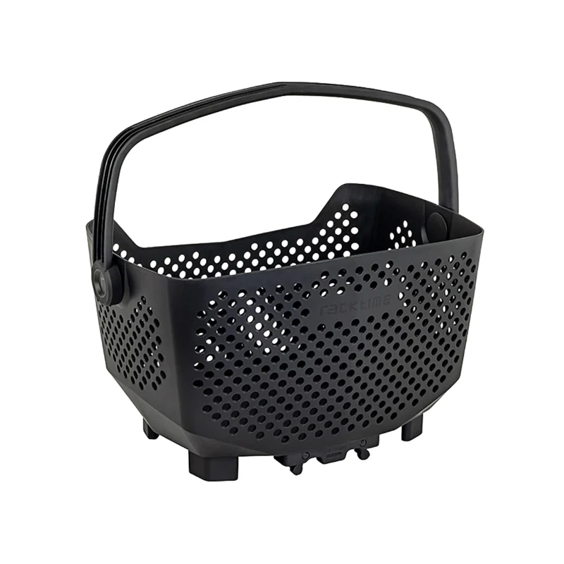 Panier Arrière Plastique Racktime Bask It Noir Avec Anse Sur Porte Bagage (43X24X29 cm) - Compatible Systeme Racktime Snapit
