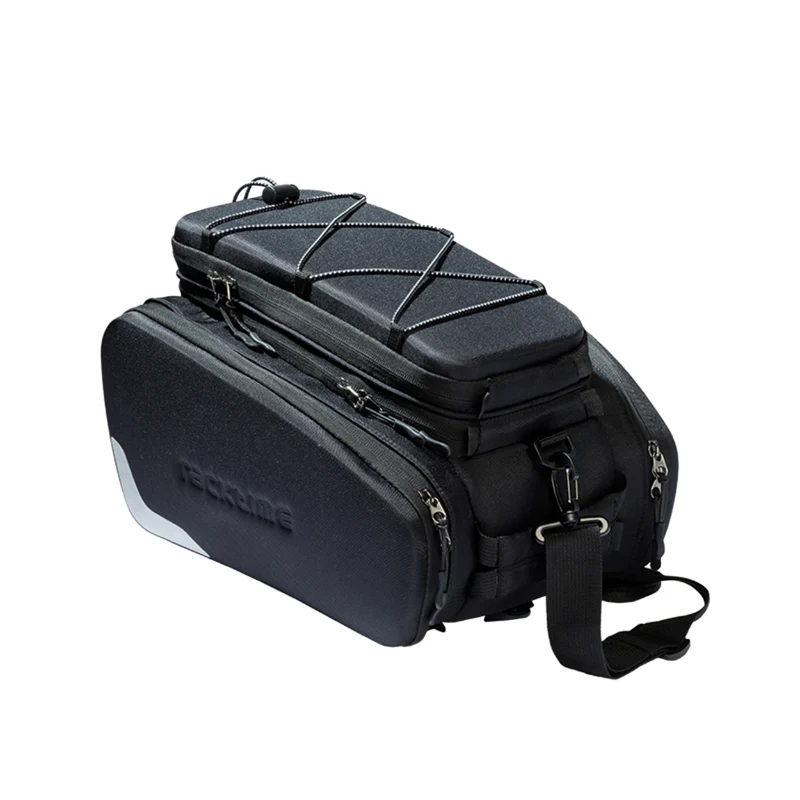 Sacoche Arrière Vélo Racktime Odin Noir Fixation Porte Bagage (L 37 cm X L 24 cm X H 24 cm) - Compatible Systeme Racktime Snapit (Avec Sacoches Laterale Rabatables)