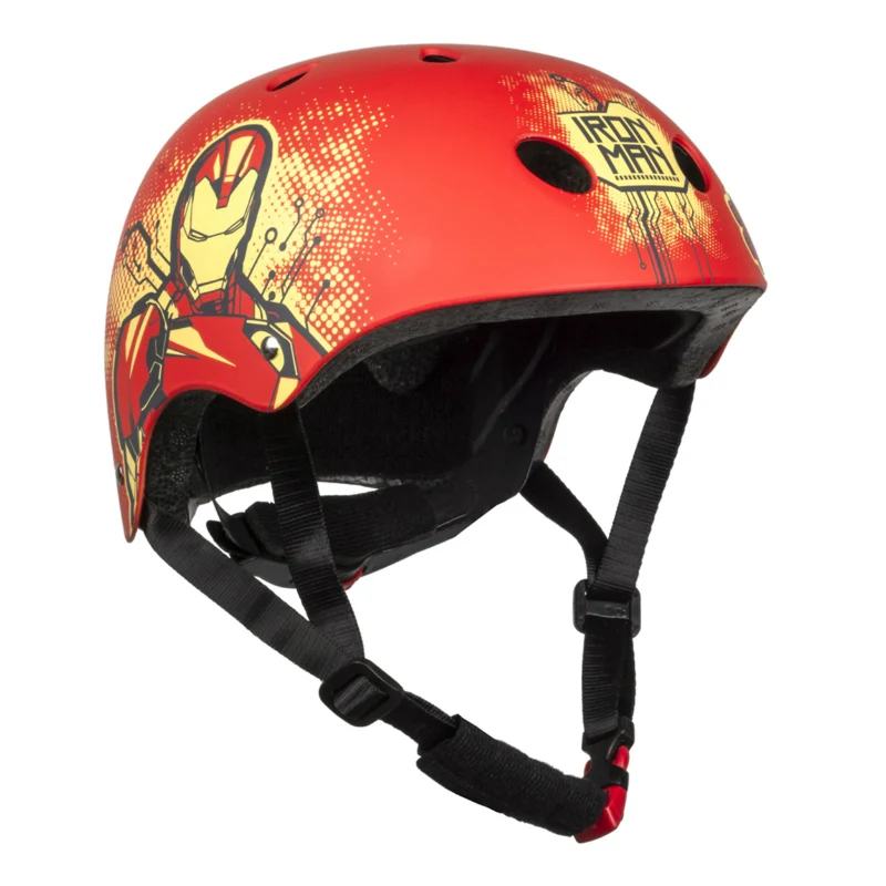 Casque Vélo Enfant Disney V3 Marvel Iron Man Rouge Avec Molette Réglage Taille 54-58 (Vendu Sur Carte)