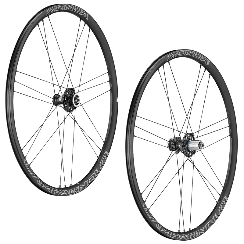 Roues Route Disque 700 Campagnolo Zonda Centerlock Noir Cassette Campa 12-11-10V Axe Traversant (Paire) 18-21 Rayons Jante 17C