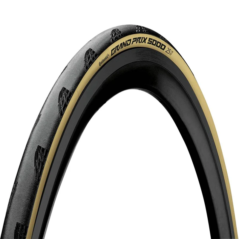 Pneu Route 700 X 25 Continental Grand Prix 5000 Noir Flanc Creme Ts (25-622) -Gp5000-
