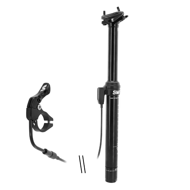Tige De Selle VTT Télescopique Switch Alu Noir Diam. 31,6 L400 mm (Réglage Par Câble Externe 0-125 mm) Fixation Cintre