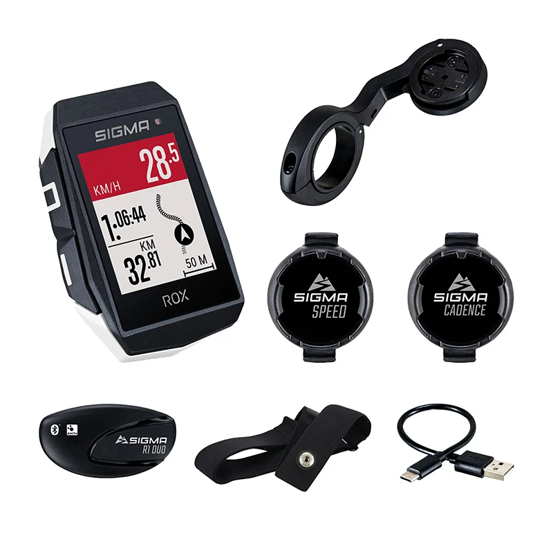 Compteur Sigma Rox11.1 Evo Gps Blanc Avec Cardio, Altimetre, Emetteur Cadence + Vitesse