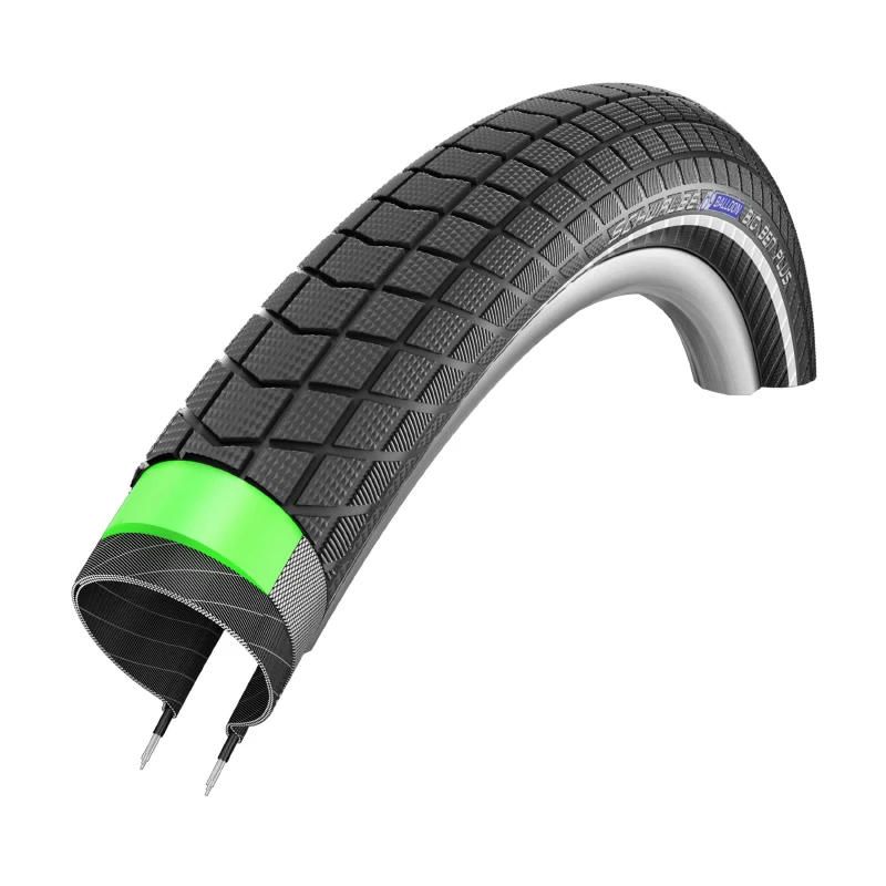 Pneu VTT Urbain - VAE 26 X 2.15 Schwalbe Big Ben Plus Addix Noir Tr (55-559) Renfort Green-Guard Flanc Reflex Homologué VAE E50 (Remplace Le Big Apple Plus)