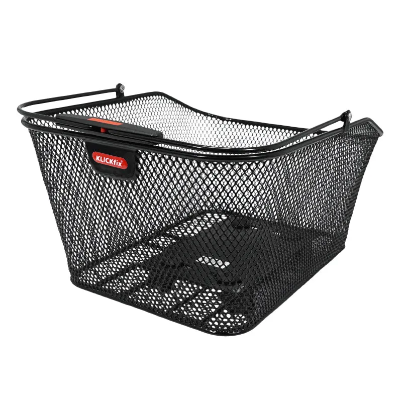 Panier Arrière Acier Nid Abeille City Klickfix Korbklip Noir Avec Fixation Clip Adaptable Sur Tout Porte Bagage 20L(41 X 31 X 21 cm)