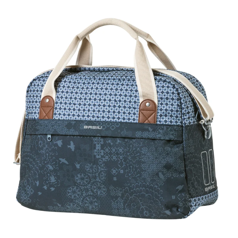 Sac A Main Vélo Basil Boheme 18L Bleu Indigo Fixation Rapide Hook-On Sur Porte Bagage Avant-Arrière (44X17X31 cm)
