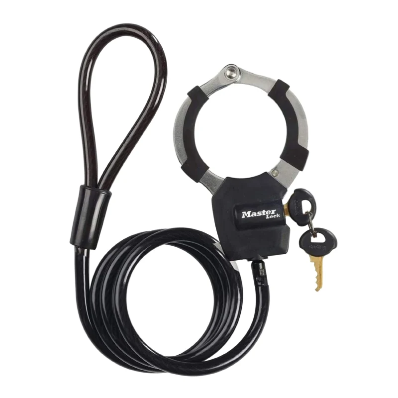 Antivol Vélo - Trottinette Câble A Boucle Avec Menotte Masterlock Street Cuff Diam 8 mm L1M - Livre Avec 4 Clés -Niveau Sécurité 6