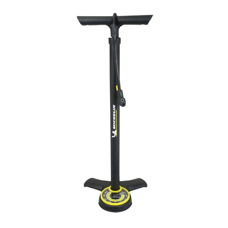 Pompe A Pied Michelin Acier Noir Avec Manometre Large 11Bars Raccord Switch Vp-Vs